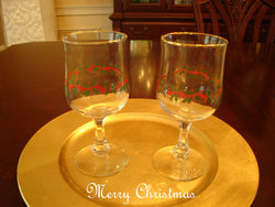 Holly Vine Christmas Wine Glass Set - FayZen's Kreations