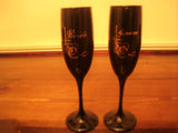 Elegant Black Bride & Groom Toasting Flutes - FayZen's Kreations